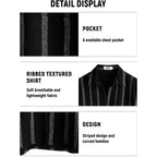 Vatpave Mens Summer Striped Shirts Button Down Short Sleeve Vintage Beach Hawaiian Shirts With Pocket