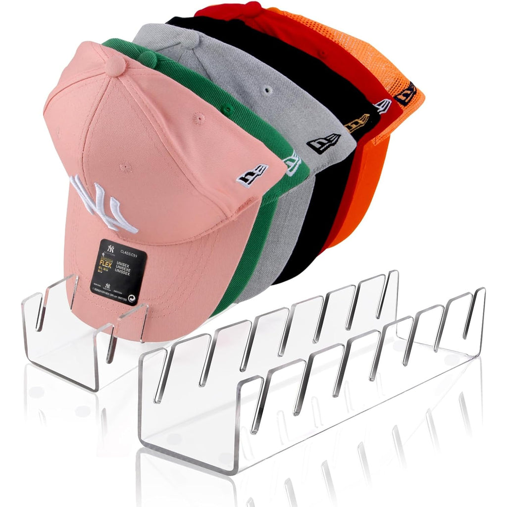 Hat Organizer For Baseball Caps Hat Rack Acrylic Hat Stand 2Pack No Install | Hat Storage For 14 Baseball Caps Closet Organization Hat Holder Display Baseball Cap Organizer For Closet, Bedroom, Dresser