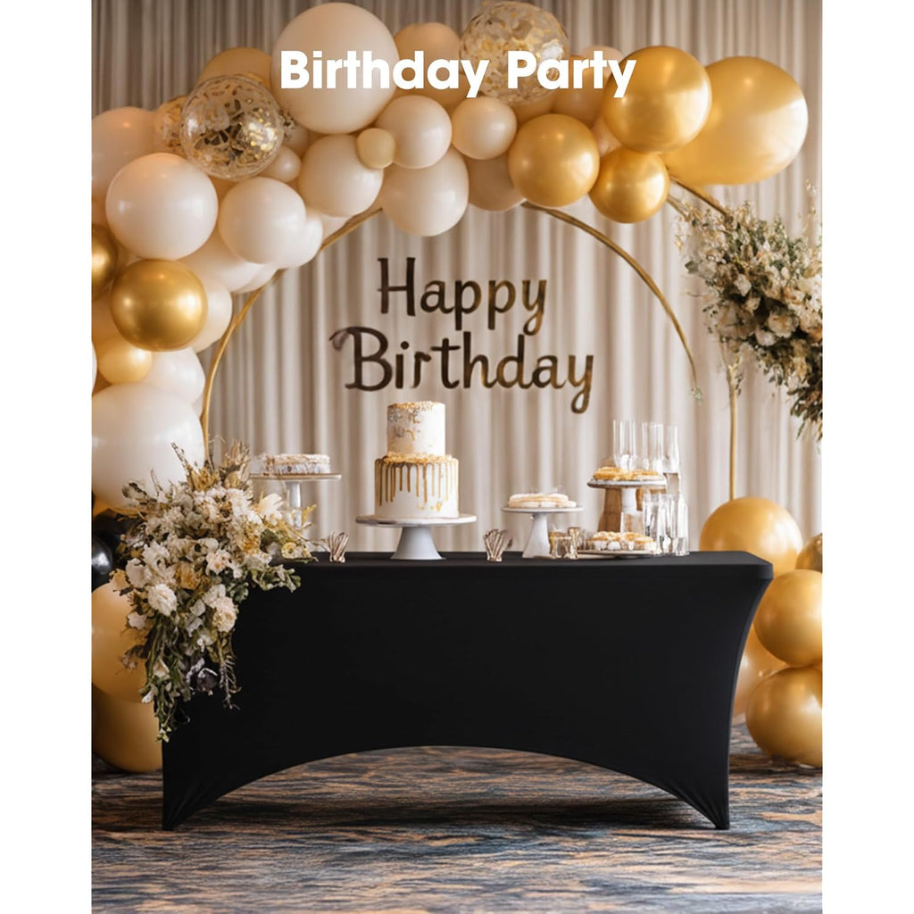 Pureegg Spandex Tablecloth 6ft - 2 Pack, Fitted and Tight Cloth for Rectangle Table, Wrinkle-Free and Stretch Table Cover for Party, Wedding, Banquet and Birthday, Black
