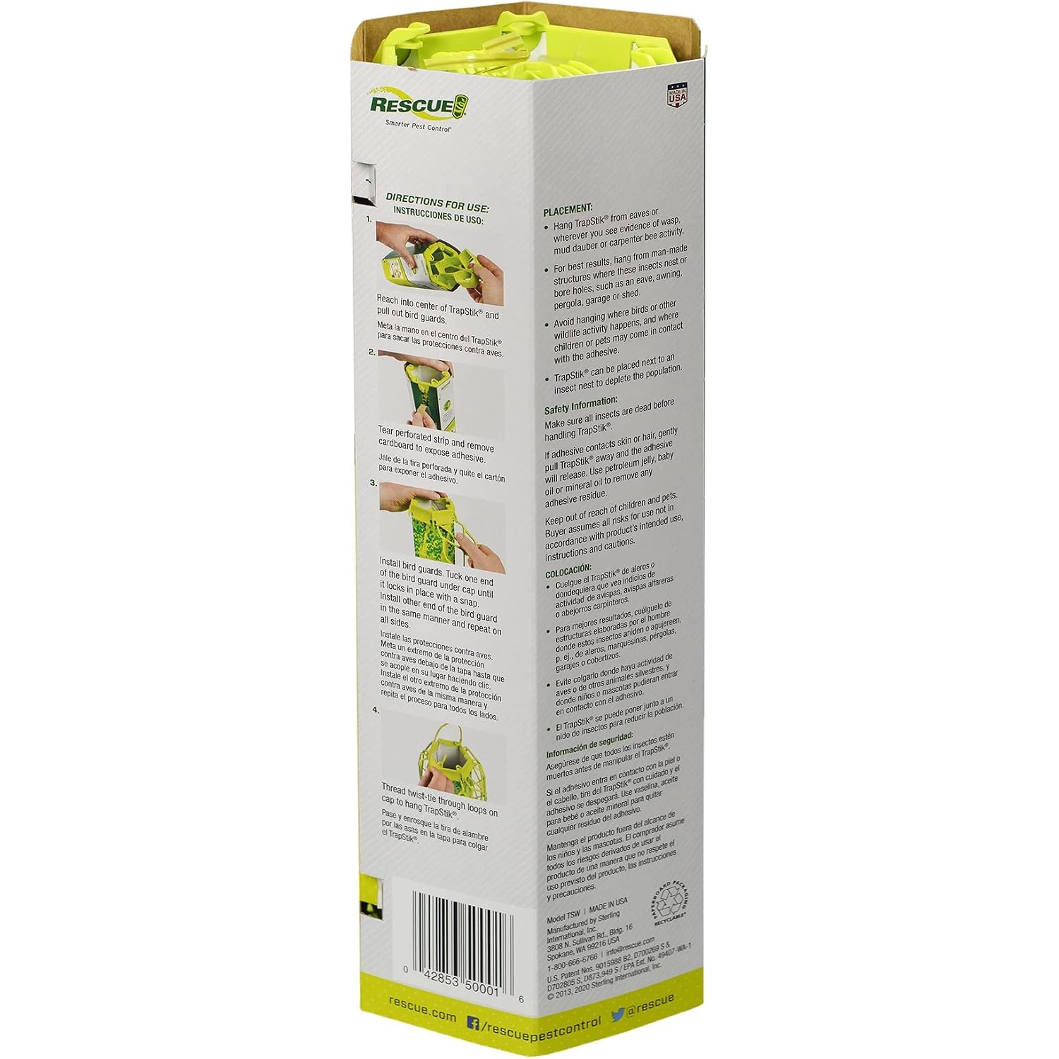 Rescue! Visilure® Trapstik For Wasps, Mud Daubers, Carpenter Bees – 3 Pack
