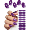 Semi Cured Gel Nail Strips, Purple Cat Eye 20pcs Adhesive UV Sticker, Wraps for Home Manicure DIY