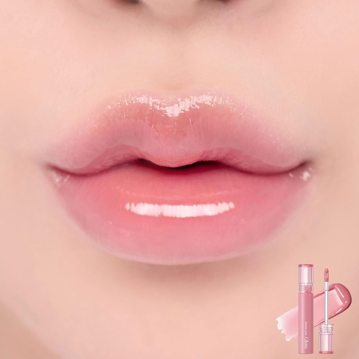 rom&nd GLASTING COLOR GLOSS 01 PEONY BALLET - K-Beauty Viral Plumping Lip Gloss | Mirror Shine, Hydrating, Non-Sticky, Long-Lasting "Bunny Tongue" Light Pink for Soft Girl Aesthetic