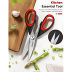 Ibayam Kitchen Scissors Shears All Purpose Heavy Duty, Protective Sheath | 2-Pack, Ultra-Sharp Stainless Blades, Soft Comfort-Grip, Dishwasher Safe, Cutting Food Cooking Meat Poultry Kitchen Utensils