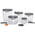 Prokeeper+ Airtight Food Storage Container Set – Clear Plastic Flour And Sugar Canister Set With Magnetic Accessories For Kitchen Organization (Grey, 9-Piece)