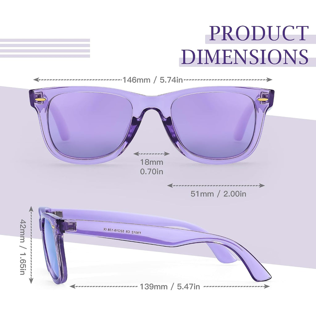 SIPHEW Polarized Sunglasses for Women & Men - UV400 Mirrored Beach Eyewear, Designer Unisex Fashion Sunglasses w/Medium Fit A02 Purple Mirror Lens