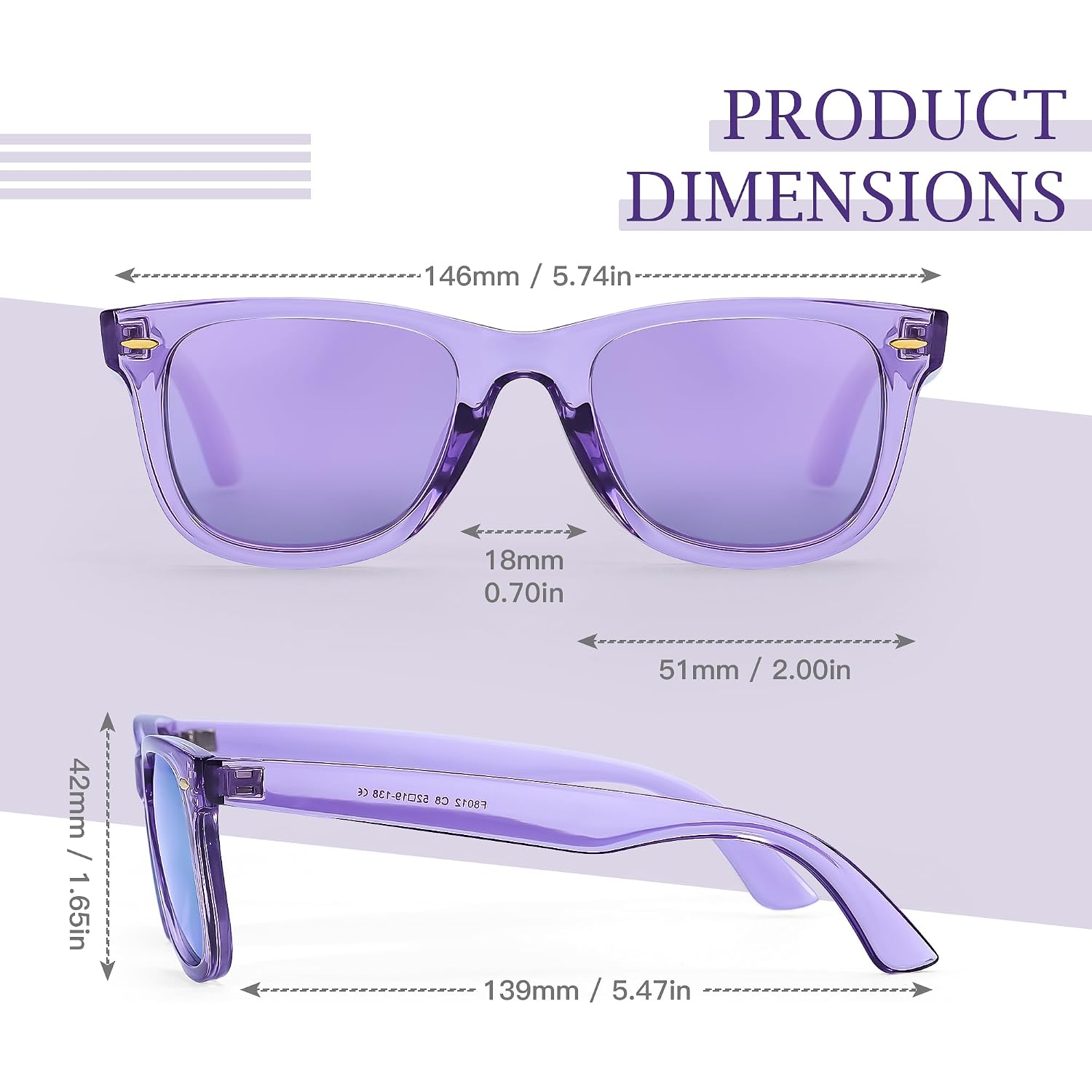 SIPHEW Polarized Sunglasses for Women & Men - UV400 Mirrored Beach Eyewear, Designer Unisex Fashion Sunglasses w/Medium Fit A02 Purple Mirror Lens