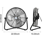 Bilt Hard 20 Inch Heavy Duty Floor Fan - 4650 Cfm High Velocity, 3-Speed With Wall-Mounting System, Industrial Shop Fan For Commercial, Garage, And Greenhouse