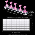 2 Set Nail Stand for Painting Press Nail Holder Acrylic Magnetic Tips Training Fingernail Display Stands DIY Crystal Holders and 96 Pieces White Reusable Adhesive Putty(Metal Pink and Silver)