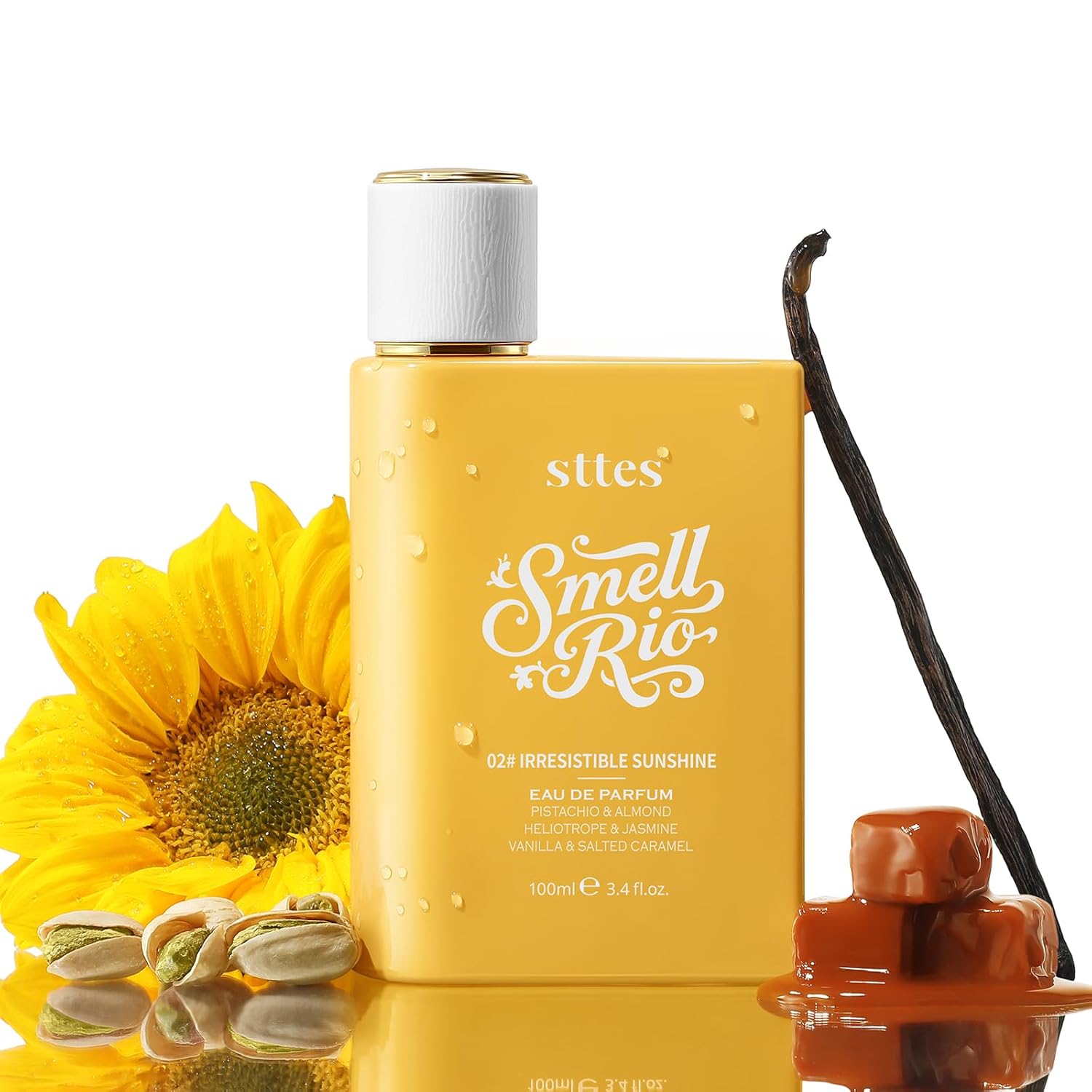 Sttes Perfume 602# Irresistible Sunshine for Women - Pistachio, Vanilla & Salted Caramel Eau de Perfume 100ml (3.4fl oz) Sweet Gourmand Caramel Vanilla Fragrance