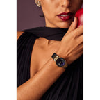 Citizen Ladies' Eco-Drive Disney Villians Evil Queen Gold Stainless Steel Case And Black Leather Strap Watch And Pin Gift Set, Black Dial,Crystal Accent,Date (Model: Ga1082-46W)