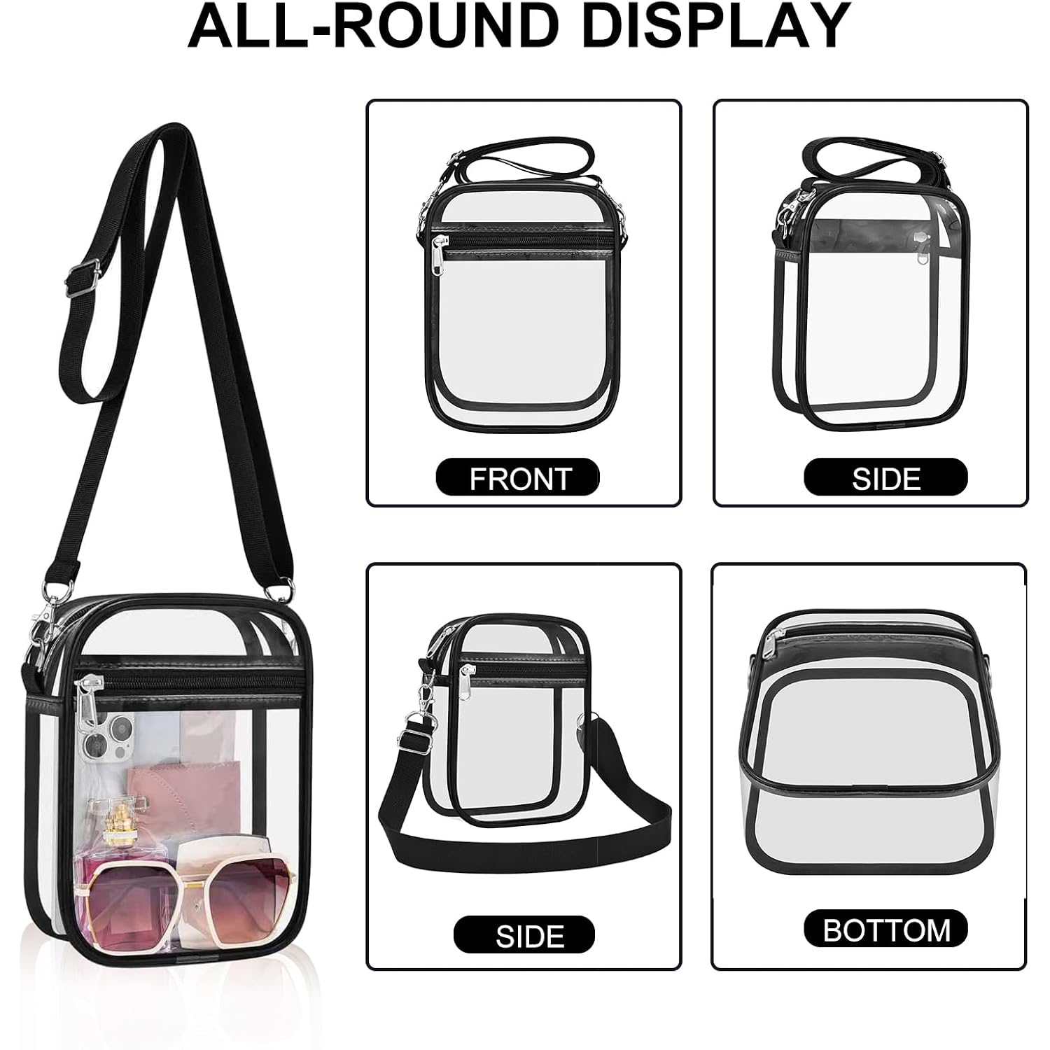 Clear Bag Stadium Approved Clear Purse For Women Clear Crossbody Bag For Stadium Events Concerts Festivals