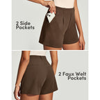 Womens Dress Shorts for Women High Waisted Trouser Summer Business Womens Dressy Casual Pleated Wide Leg Shorts