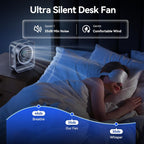 Rechargeable Usb Desk Fan, Quiet Table Fan With Turbo Airflow, 100 Speeds, Digital Display, 90° Rotating, Small Battery Desktop Fans For Bedroom Home Office Travel, Black