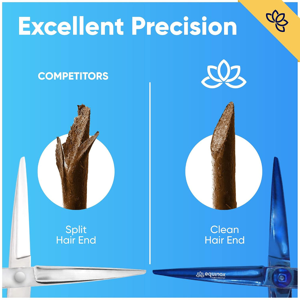 Equinox Razor Edge Series Professional Hair Scissors - 6.5” Premium Japanese Stainless Steel Hair Cutting Scissors, Hair Shears For Hair Cutting, Barber Accessories & Hair Salon Supplies - Blue