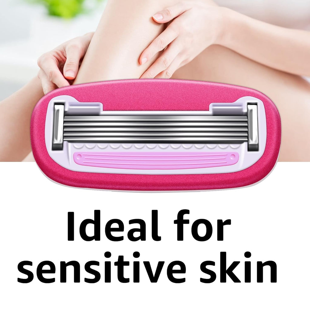Amazon Basics Women's 5-Blade Razor for Smooth, Close Shave, FITS Amazon Basics Handle and Venus Handles, Includes 1 Handle, 2 Cartridges & 1 Shower Hanger