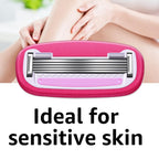 Amazon Basics Women's 5-Blade Razor for Smooth, Close Shave, FITS Amazon Basics Handle and Venus Handles, Includes 1 Handle, 2 Cartridges & 1 Shower Hanger
