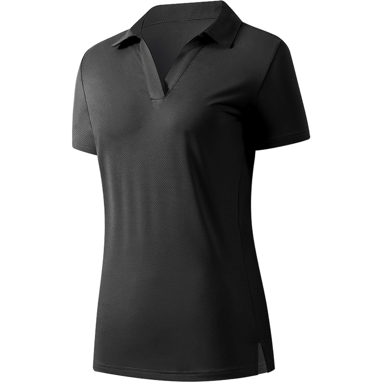 Womens Polo Shirts Short Sleeve V Neck Business Casual Work Tops Quick Dry UPF 50+ Sun Protection Golf Shirt Fitted Collared