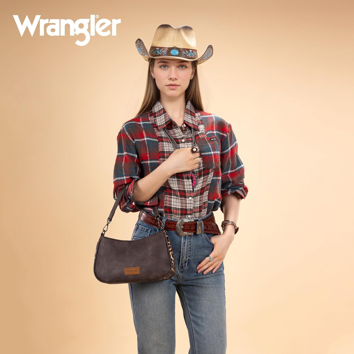Wrangler Western Shoulder Bag for Women Small Purse Aztec Hobo Bag HandBag with Detachable Strap