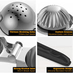 Stainless Steel Lemon Squeezer - Metal Citrus Juicer - Lime Lemon And Fruit Juicer With Silicone Handles - Large Manual Citrus Press Juicer - Hand Held Squeezer - Ergonomic Design With Solid