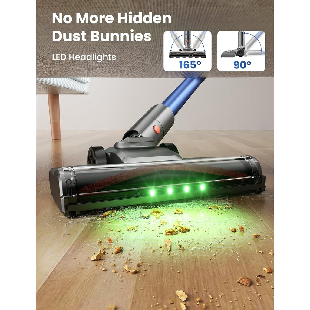 Dzaki Cordless Stick Vacuum Cleaner, 650W 55Kpa Brushless Motor, 60-Min Runtime, Detachable Battery, Anti-Tangle, Self-Standing, Vacuum Cleaners For Home, Pet Hair, Carpet & Hardwood Floors