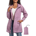 Saphirose Women'S Long Packable Raincoat Waterproof Rain Jacket Lightweight Outdoor Windbreaker With Hood