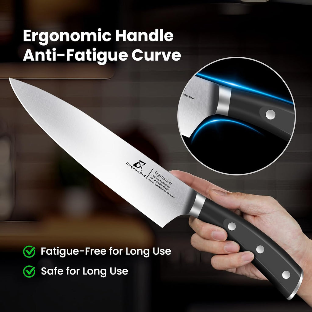 Knife Set, Upgrade 15 Pcs Knife Block Set With Widened Ventilated Slot, German Stainless Steel Kitchen Knives Set With Sharpener, Professional Chef Knives Set, Full Tang Ergonomic Handle