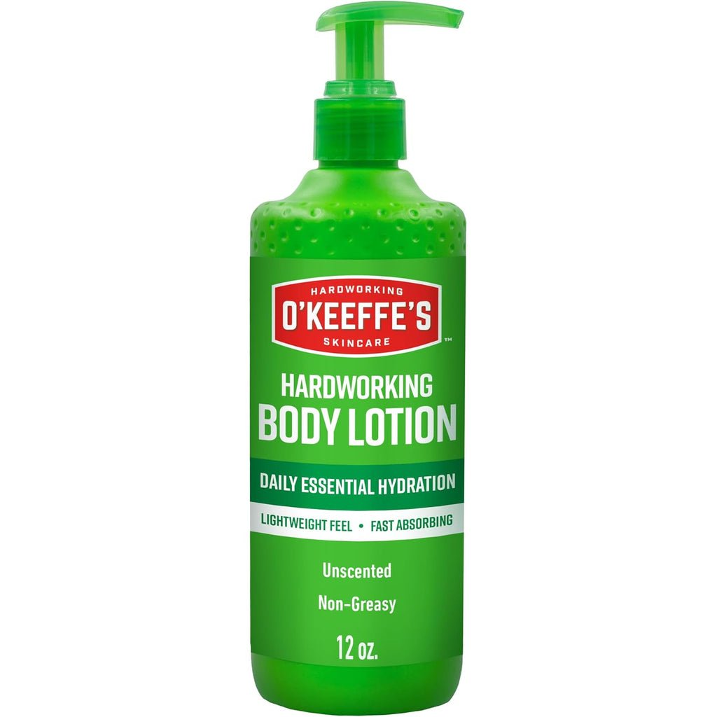 O’Keeffe’S Hardworking Body Lotion, Deep Hydration For Extremely Dry & Cracked Skin, 12 Oz Pump (1 Pack), Fragrance-Free & Hypoallergenic, Non-Greasy Fast-Absorbing Formula