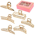 Lukacy 6 Pack Gold Metal Hair Clips - 4 Inch Large Jaw Clips For Women, Strong Hold Hair Claws For Thick Or Thin Hair, Fashion Hair Accessories For Styling