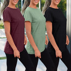 Womens 3 Pack T-Shirts Short Sleeve Summer Tops Fashion Basic Tees Comfy Casual Vacation Outfits Workout Clothes 2026