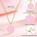 GINAZL Colorful Cross Necklace for Women Girls, Valentines Day | Birthday | First Communion | Christmas Gift | Easter Gifts