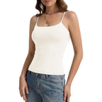 LOMON Womens Camisole Tops Padded Double Lined Cami Top Square Neck Spaghetti Strap Tank Slim Fit Basic Layering