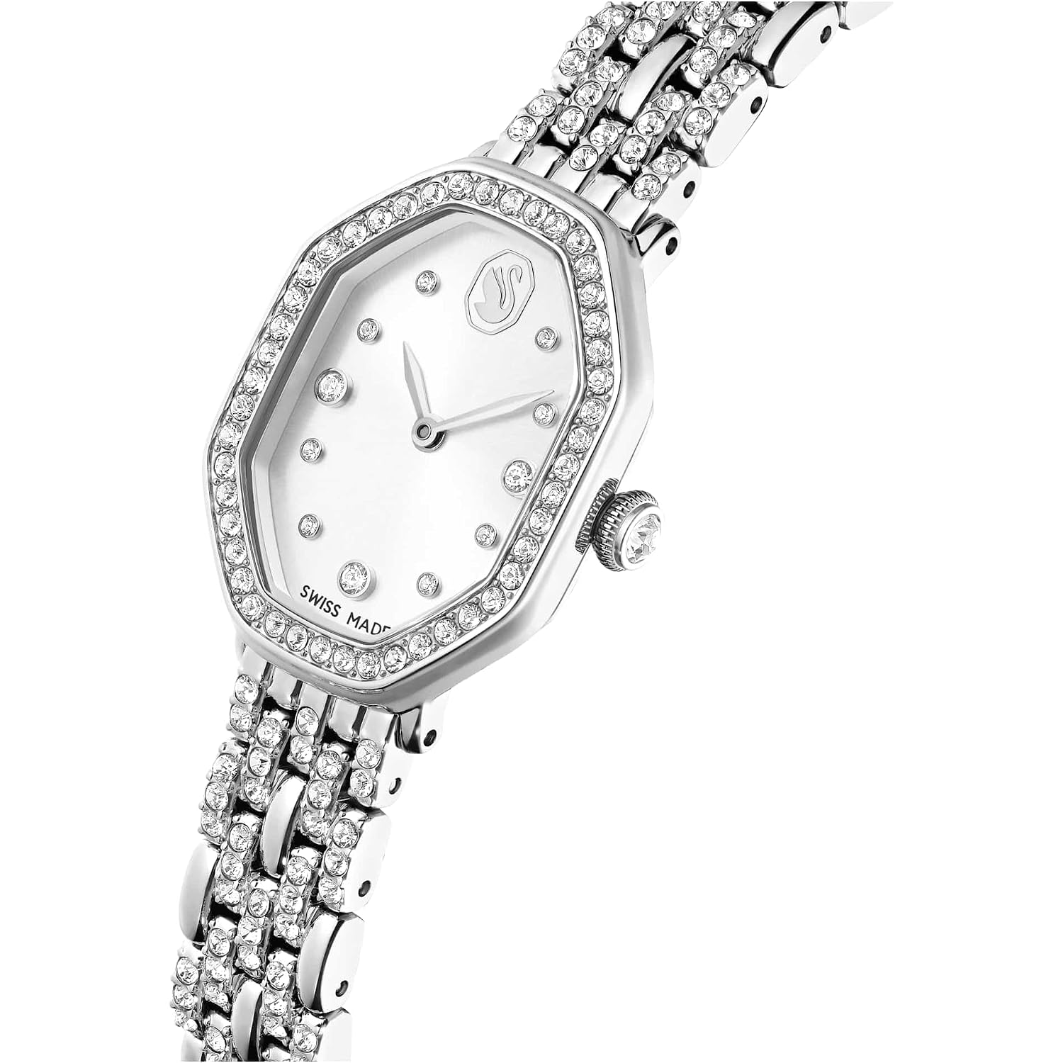 Swarovski Dextera Octagon Watch, Swiss Made, Metal Bracelet, Silver Tone, Stainless Steel