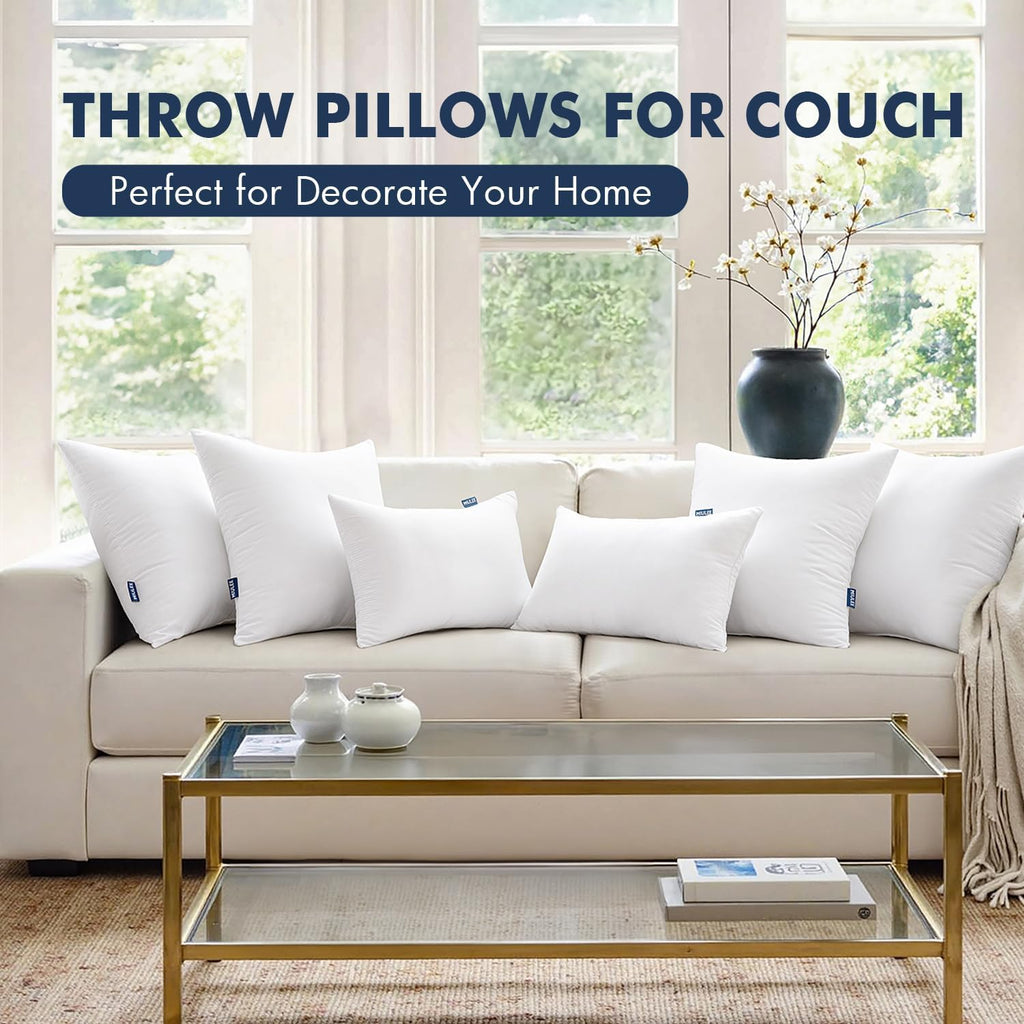 MIULEE 18x18 Pillow Inserts Set of 2, Decorative Throw Pillows for Couch Sofa Bed with 100% Virgin Microfiber Filling, Soft Supportive Fluffy Square Cushion Inserts