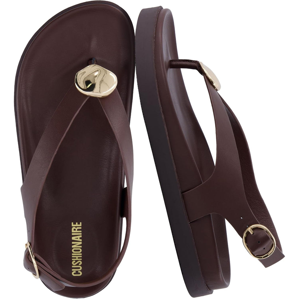 Cushionaire Expo Thong Sandals For Women, Comfortable Slingback Sandals With Arch Support And Cushioned Footbed