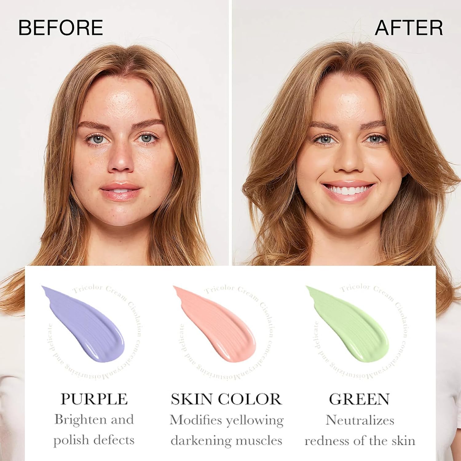 3 In 1 Primer for Face Before Makeup, Sunscreen Isolation Cream Face Tinted Moisturizer, SPF 50,One Step Color Corrector, Makeup Primer Oil Control & Concealer Skin Tone Correcting,Radiance Skin