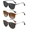 Polarized Sunglasses for Women Men- Vintage Round Sun Glasses Retro Trendy Style with UV Protection A1-black+leopard Gradient Tea+leopard Gray