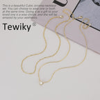 Tewiky Dainty 14k Gold Plated/Silver Cubic Zirconia Necklaces for Women, Simple CZ Jewelry Necklaces Trendy Gifts