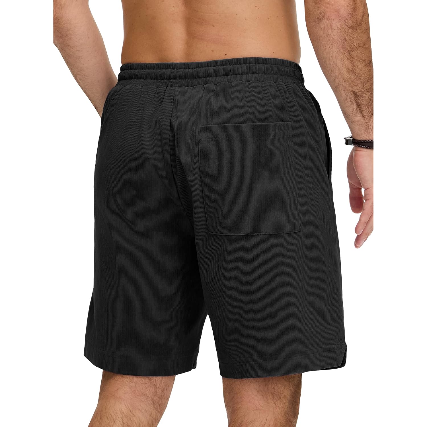 Plepan Mens Corduroy Shorts Casual 7 Inch Elastic Waist Drawstring Lightweight Summer Beach Loose Fit Lounge Shorts