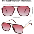 SOJOS Sunglasses for Women & Men, Square, Retro, Polarized Lens, Trendy Aviator, 90s Shades Red/Red