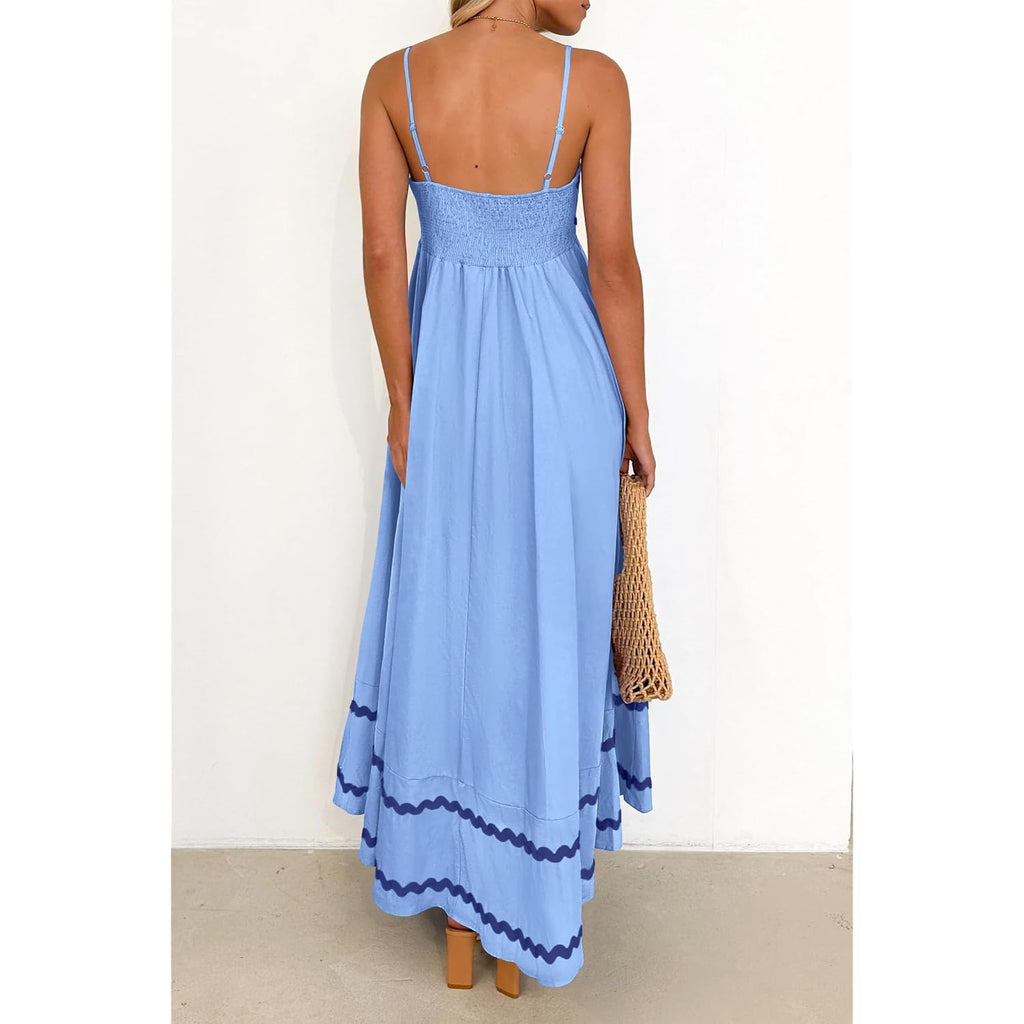 Prettygarden Women'S 2026 Summer Flowy Maxi Dress Casual Sleeveless Spaghetti Strap Ruffle Beach Long Dresses