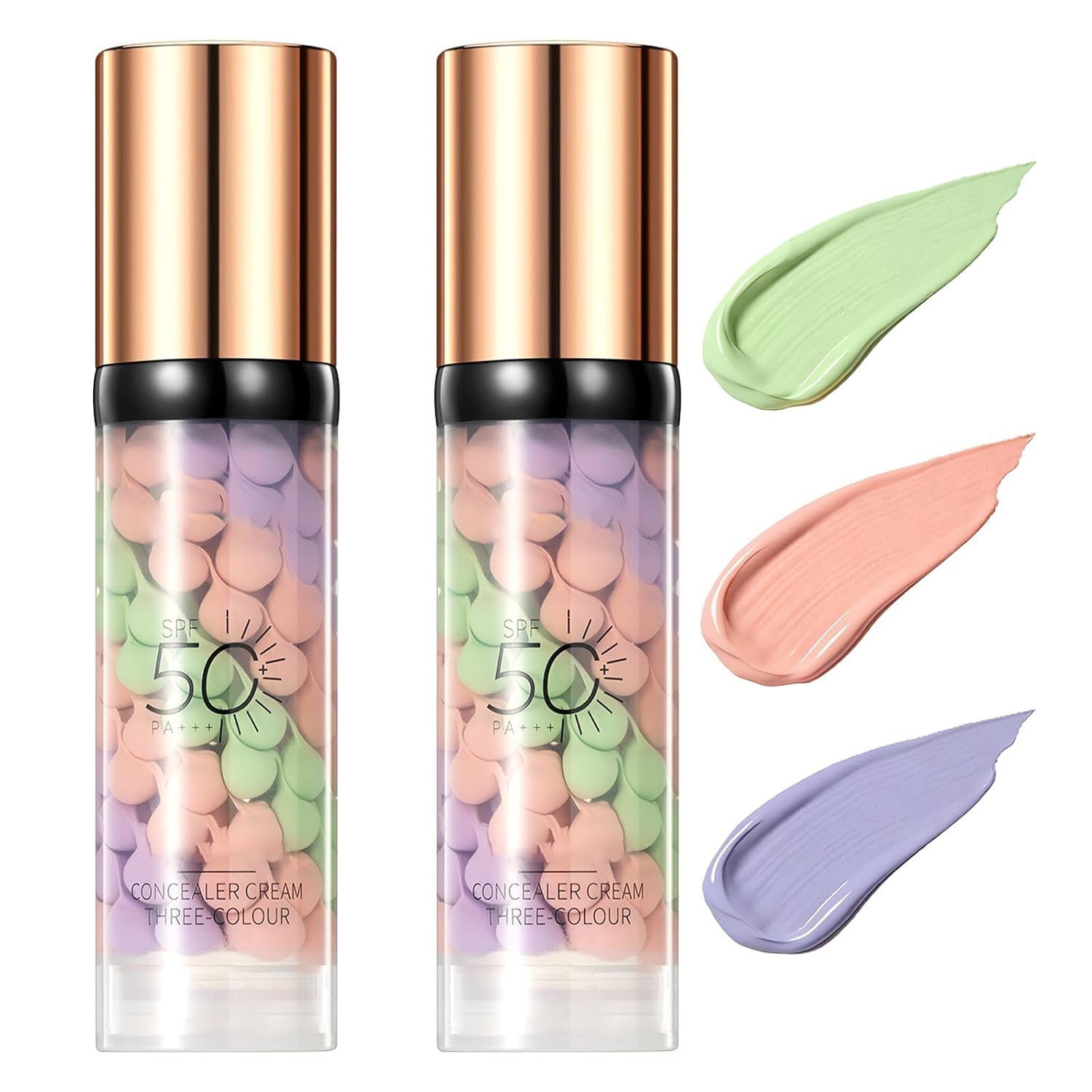 2 Pcs 3 In 1 Primer For Face Before Makeup, Sunscreen Isolation Cream Spf 50, Face Primer One Step Color Corrector, Moisturizing Skin Tone Correcting Oil Control