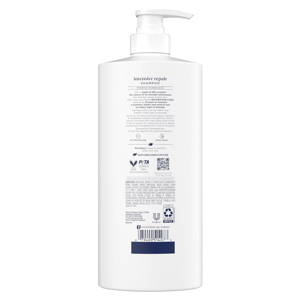 Dove Shampoo Intensive Repair For Damaged Hair With Bio-Protein Care Technology And Amino Serum 28 Fl Oz