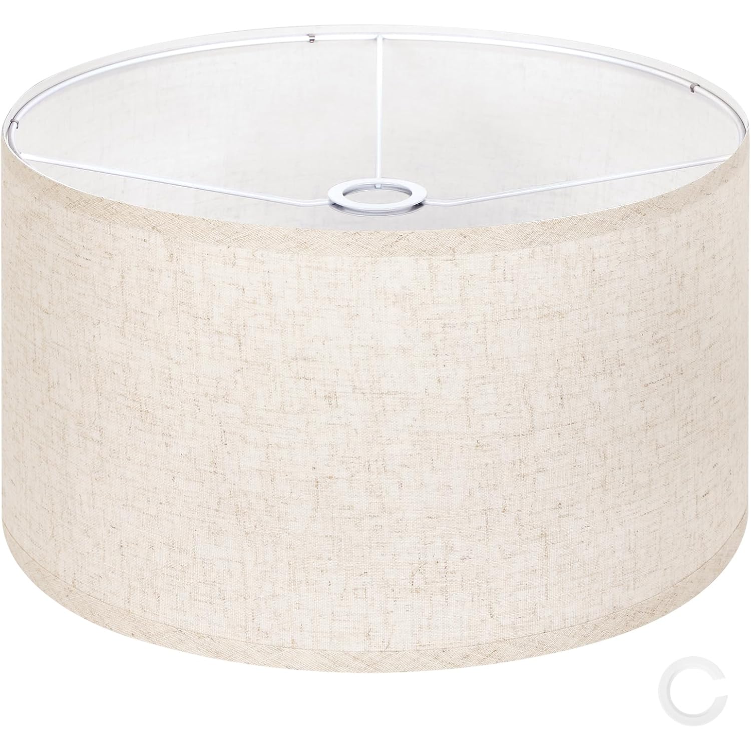 Outon Beige Large Drum Lamp Shades For Floor Lamps, 16" Top X16" Bottom X 9" High, Easy To Assemble, Replacement Linen Lampshades For Table Lamps & Bedside Lamps (1.65" Spider)