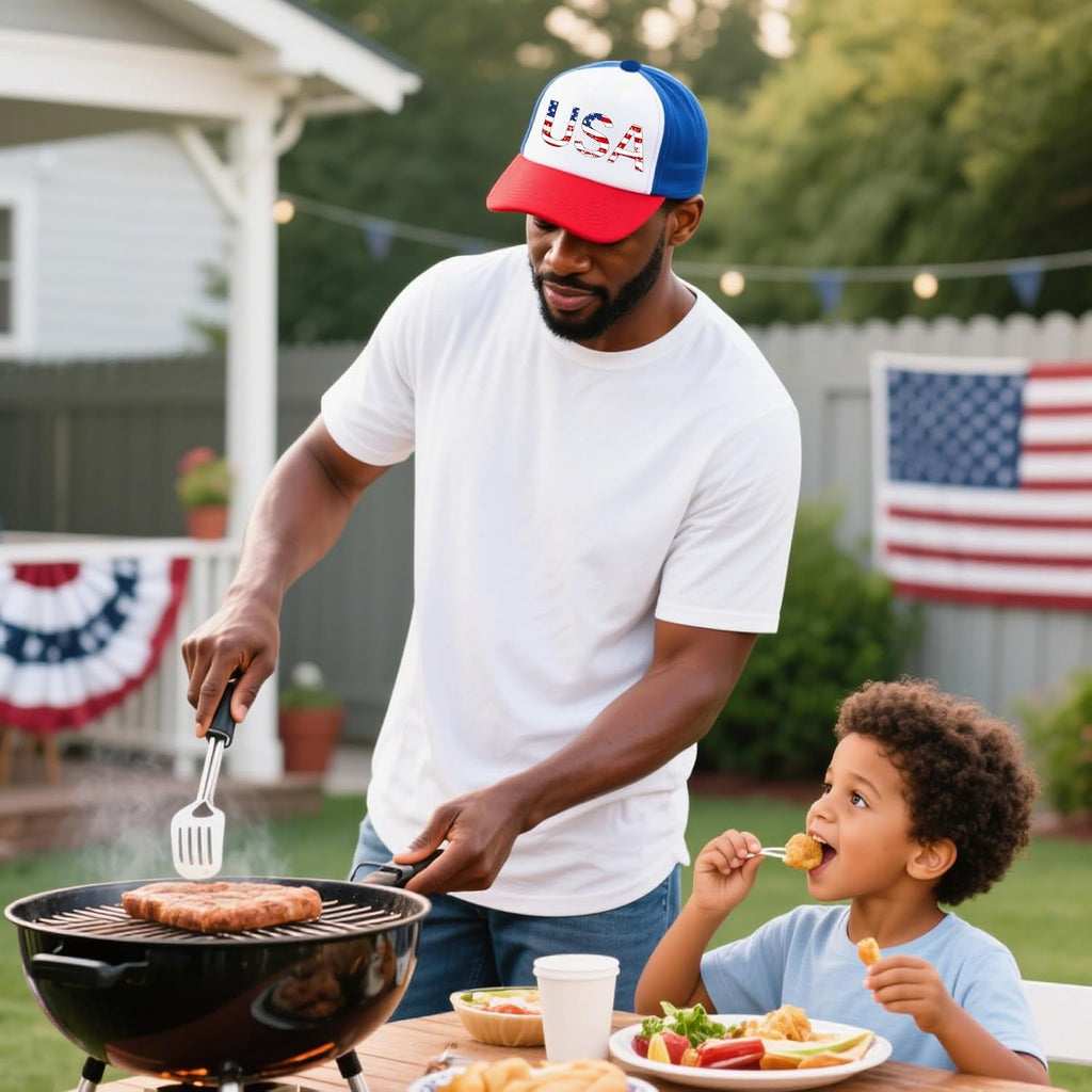 American Flag Trucker Hat USA Snapback Hat 4th of July Patriotic Hats for Men Women Red Blue White 2