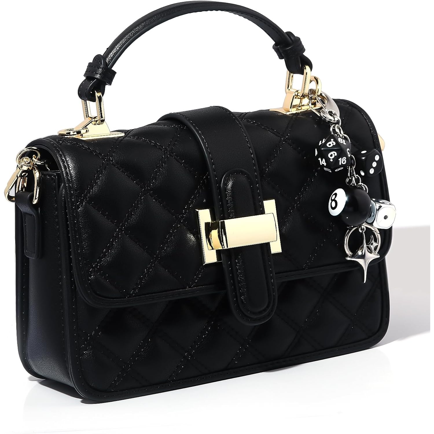 8 Ball Dice Charm Keychain - Cute Bag Purse Handbag Accessories - Y2K Aesthetic Key Chain for Women Men