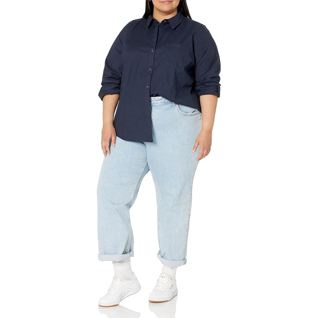 Women's Long Sleeve Button Down Stretch Oxford Shirt (Available in Plus Size)