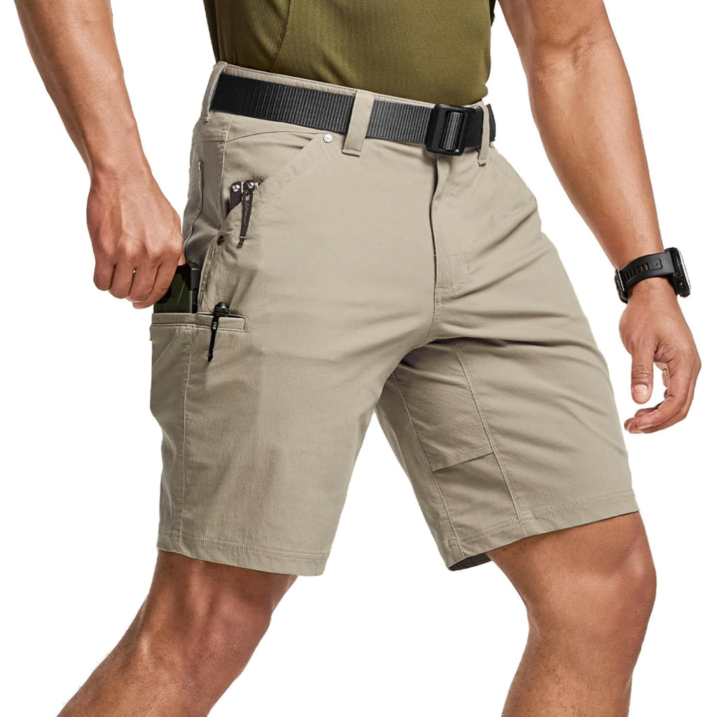 Cqr Men'S Stretch Utility Shorts, Lightweight Quick Dry Casual Shorts, Hiking Golf Cargo Shorts With Zipper Pockets