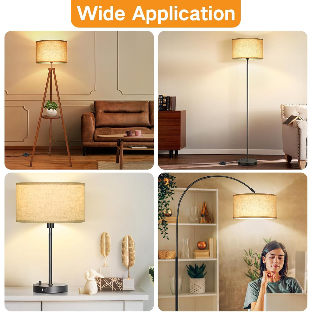Outon Beige Large Drum Lamp Shades For Floor Lamps, 16" Top X16" Bottom X 9" High, Easy To Assemble, Replacement Linen Lampshades For Table Lamps & Bedside Lamps (1.65" Spider)