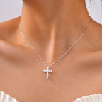 925 Sterling Silver Cross Necklaces for Women 18K Gold Plated Cubic Zirconia Cross Pendant Necklace Easter Baptism Religious Jewelry Minimalist Gift
