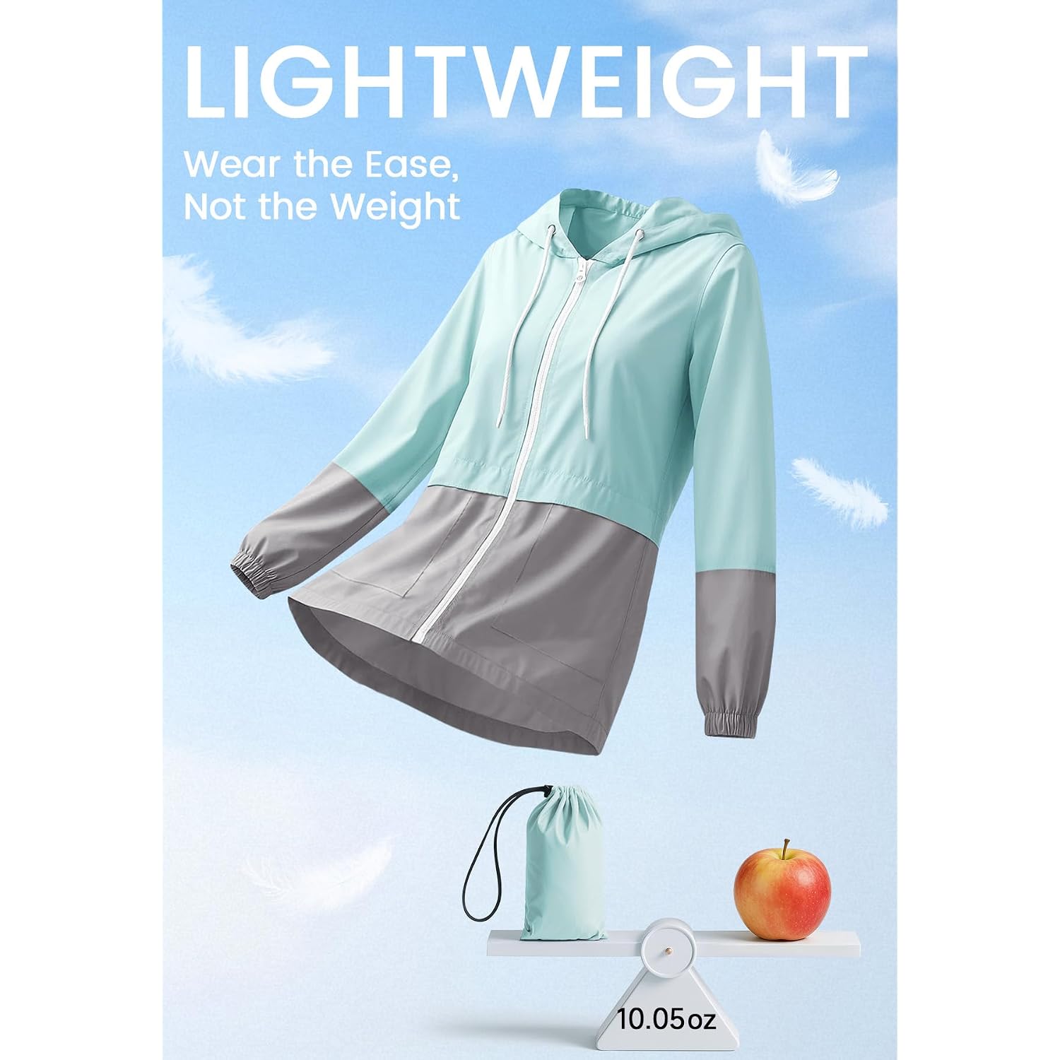 Zando Lightweight Rain Jacket Women Packable Waterproof Raincoat With Hood | Windbreaker Jacket Women, Light Raincoats For Drizzle, Rain Coats For Travel, Hiking And Commute
